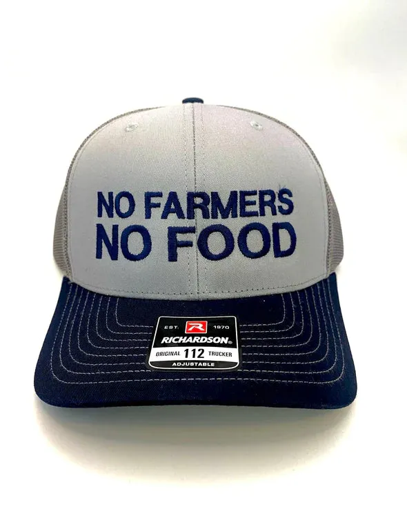 Bella Cotton No Farmers No Food Hat - Navy/Grey